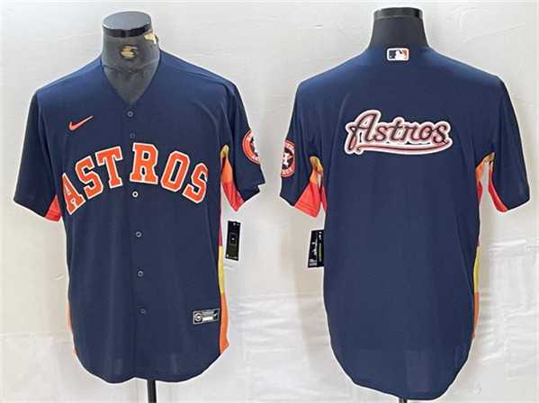Men%27s Houston Astros Navy Team Big Logo With Patch Cool Base Stitched Baseball Jerseys